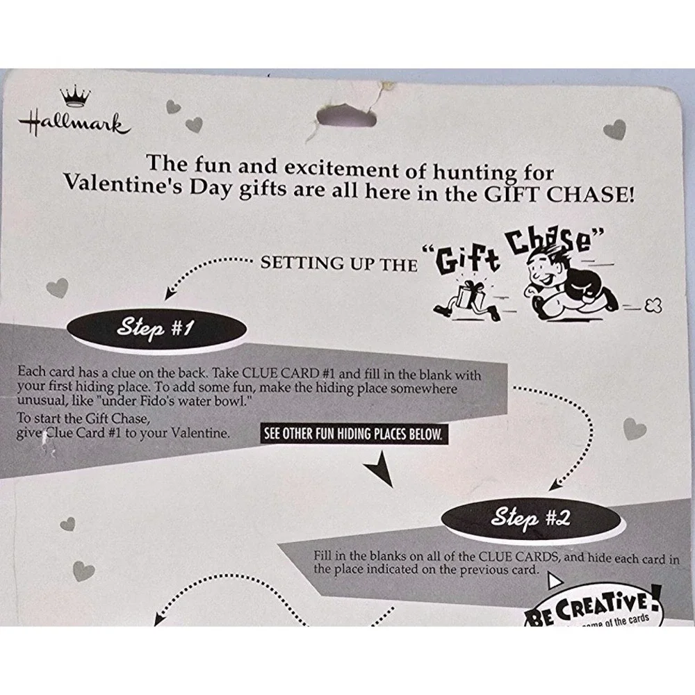 Vintage Hallmark Valentine Gift Chase Scavenger Hunt Kit 6 Clue Cards Red Rose